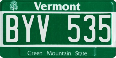 VT license plate BYV535