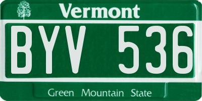 VT license plate BYV536