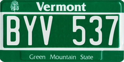 VT license plate BYV537