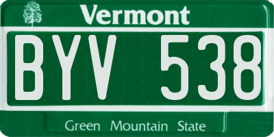 VT license plate BYV538