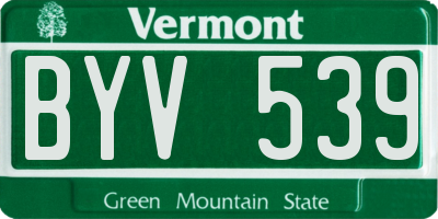 VT license plate BYV539
