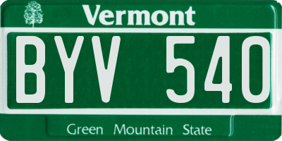 VT license plate BYV540