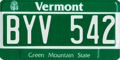VT license plate BYV542
