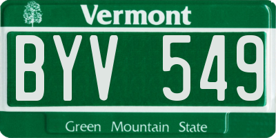 VT license plate BYV549