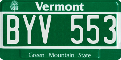 VT license plate BYV553