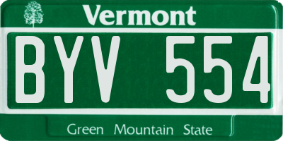 VT license plate BYV554