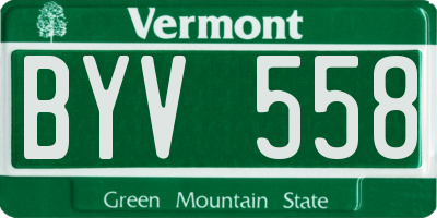VT license plate BYV558