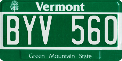 VT license plate BYV560