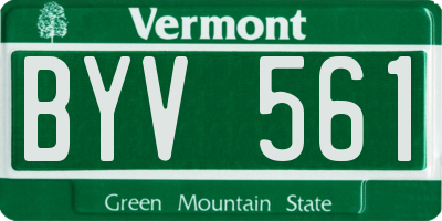 VT license plate BYV561