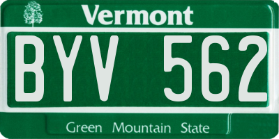 VT license plate BYV562