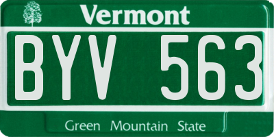 VT license plate BYV563