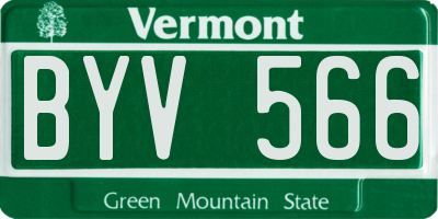 VT license plate BYV566