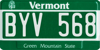 VT license plate BYV568