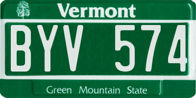 VT license plate BYV574