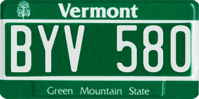 VT license plate BYV580