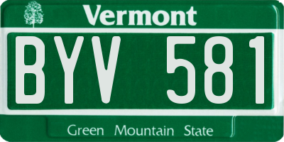 VT license plate BYV581