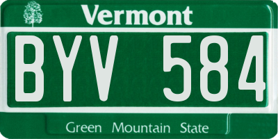 VT license plate BYV584