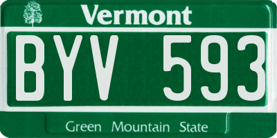 VT license plate BYV593