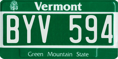 VT license plate BYV594