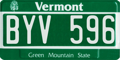 VT license plate BYV596
