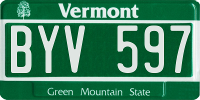 VT license plate BYV597