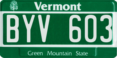 VT license plate BYV603