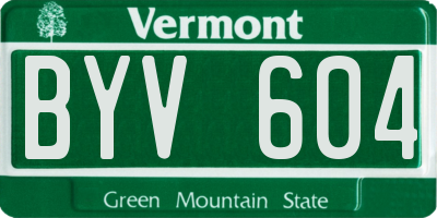 VT license plate BYV604