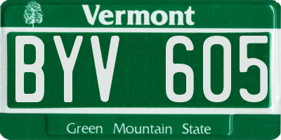 VT license plate BYV605