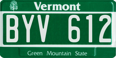 VT license plate BYV612