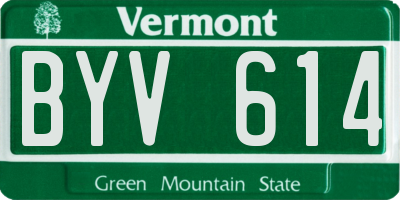 VT license plate BYV614