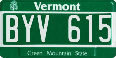 VT license plate BYV615