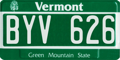 VT license plate BYV626