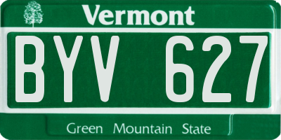 VT license plate BYV627