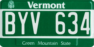 VT license plate BYV634