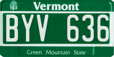 VT license plate BYV636