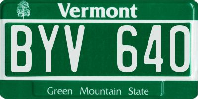VT license plate BYV640