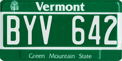 VT license plate BYV642