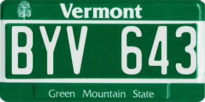VT license plate BYV643