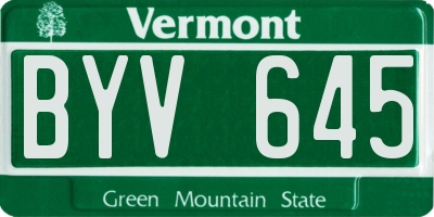 VT license plate BYV645