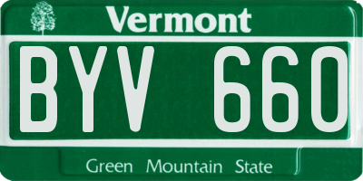 VT license plate BYV660
