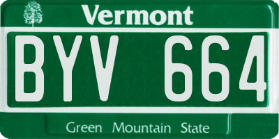 VT license plate BYV664