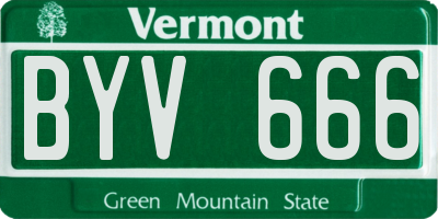 VT license plate BYV666