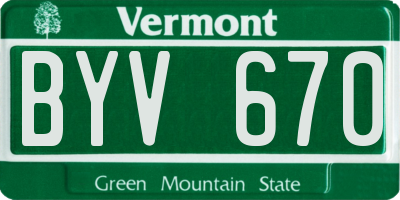 VT license plate BYV670
