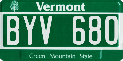 VT license plate BYV680