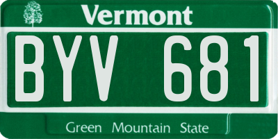 VT license plate BYV681