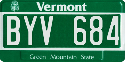 VT license plate BYV684