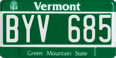 VT license plate BYV685