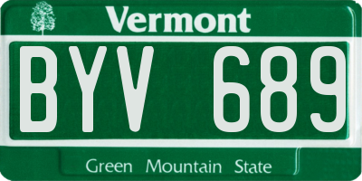 VT license plate BYV689