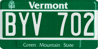 VT license plate BYV702