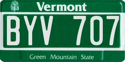 VT license plate BYV707